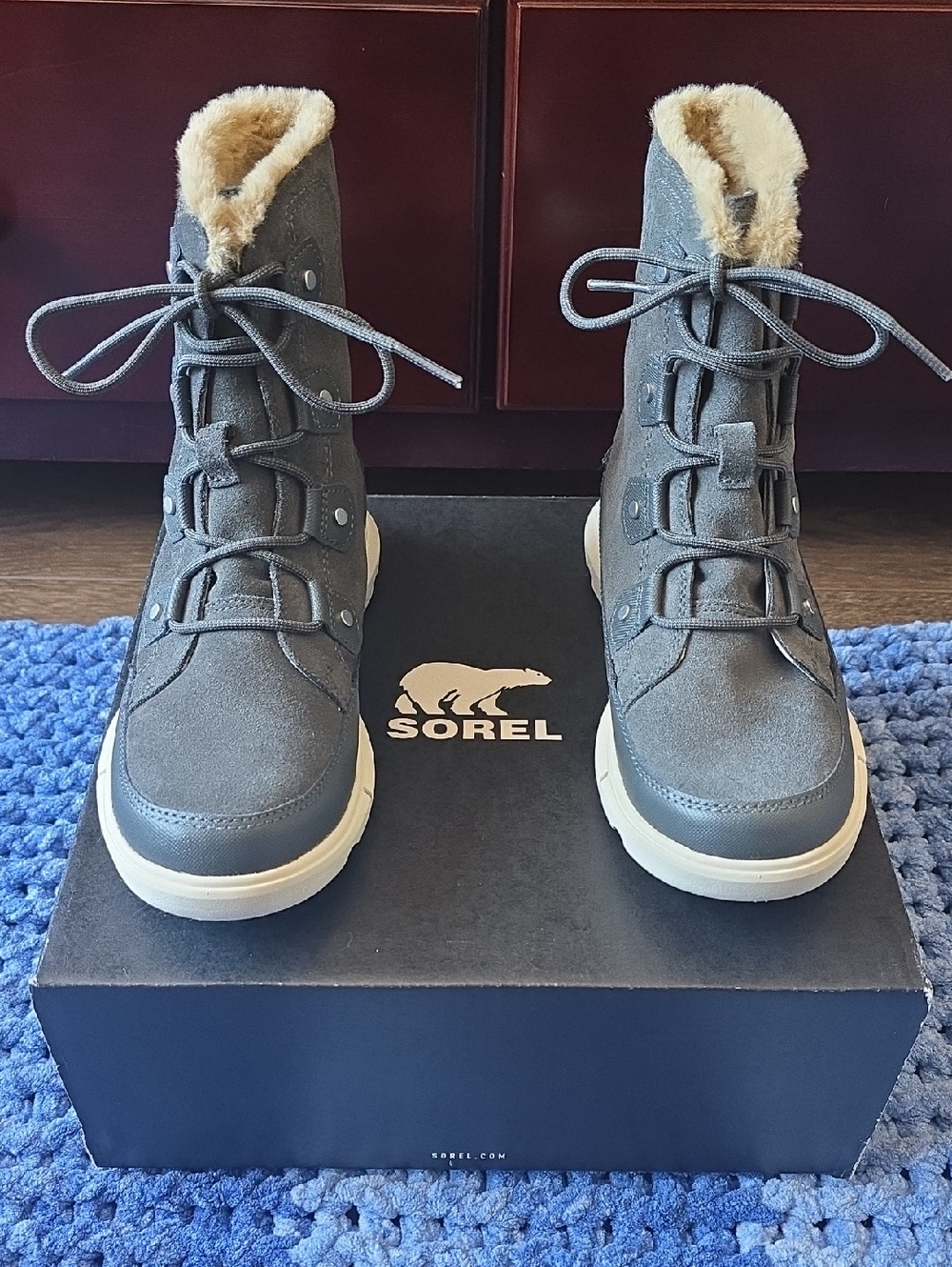 Sorel Explorer II Joan Faux Fur WP Boots | Grill/Fawn | Like New Size 8